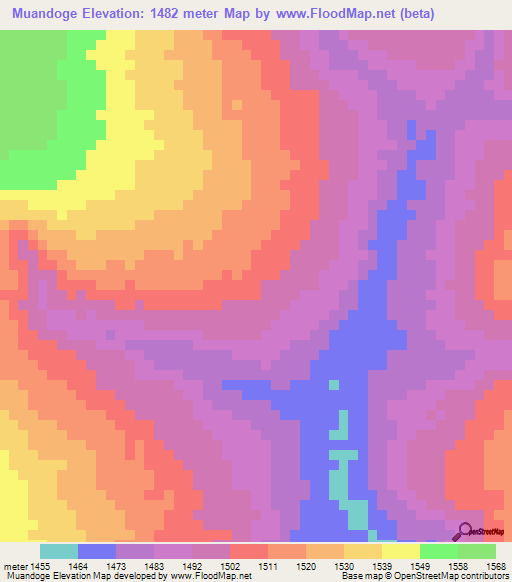 Muandoge,Angola Elevation Map