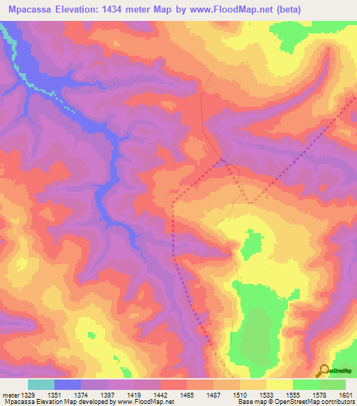 Mpacassa,Angola Elevation Map