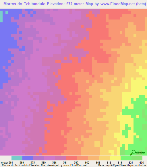 Morros do Tchitundulo,Angola Elevation Map