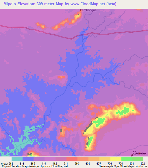 Mipolo,Angola Elevation Map