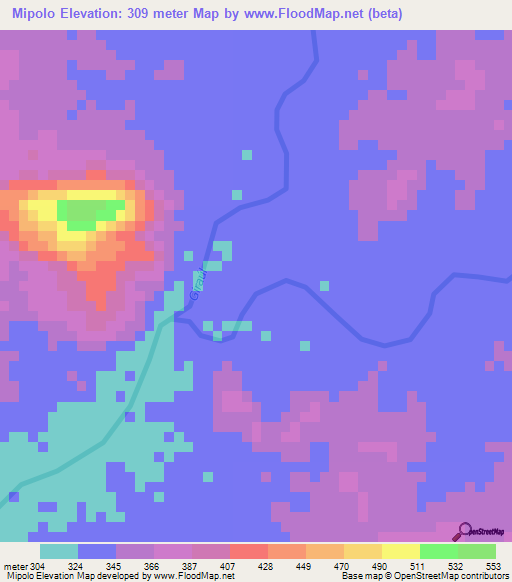 Mipolo,Angola Elevation Map