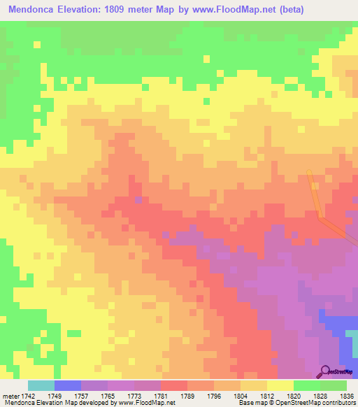 Mendonca,Angola Elevation Map