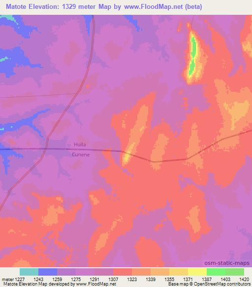 Matote,Angola Elevation Map