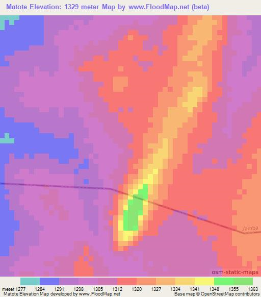 Matote,Angola Elevation Map