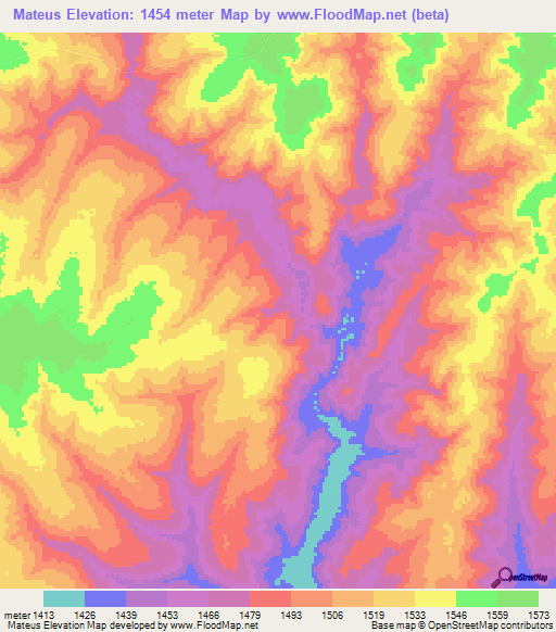 Mateus,Angola Elevation Map