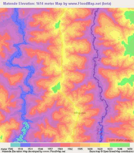 Matende,Angola Elevation Map