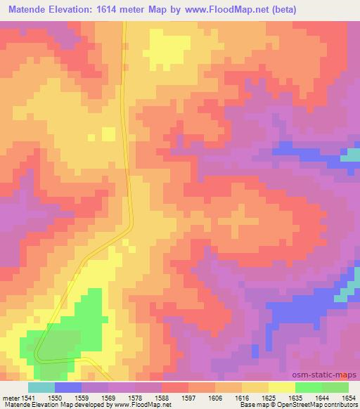 Matende,Angola Elevation Map