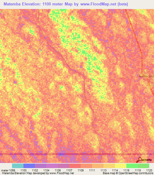 Matemba,Angola Elevation Map