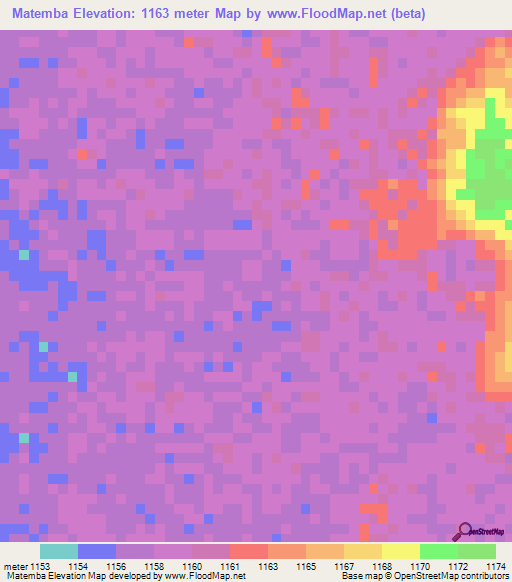Matemba,Angola Elevation Map