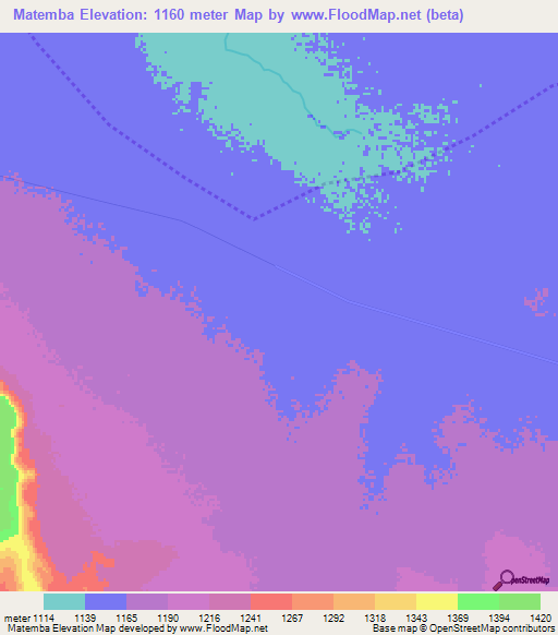 Matemba,Angola Elevation Map