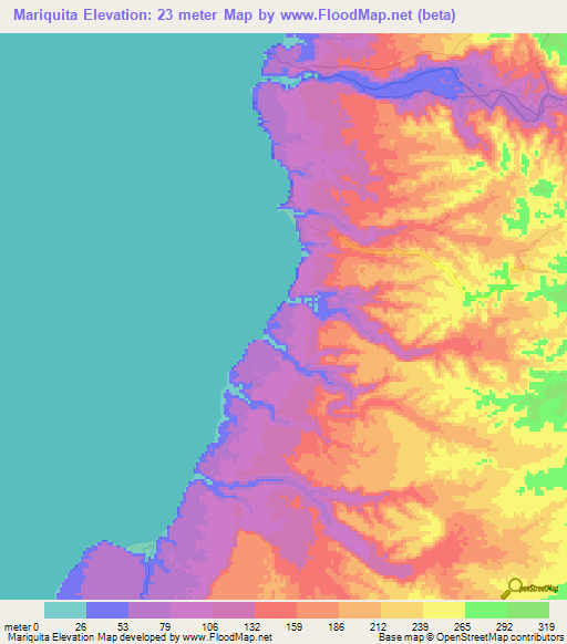 Mariquita,Angola Elevation Map