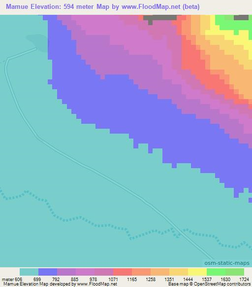 Mamue,Angola Elevation Map