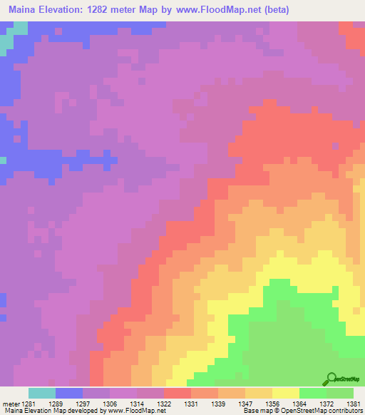 Maina,Angola Elevation Map
