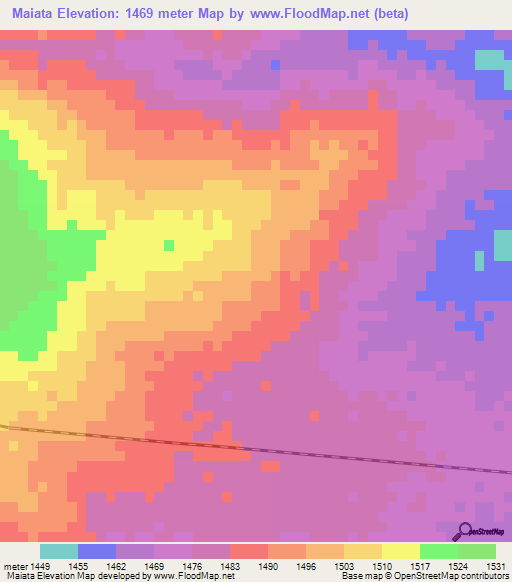 Maiata,Angola Elevation Map