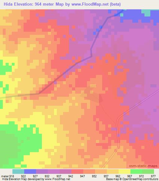 Hida,Ethiopia Elevation Map