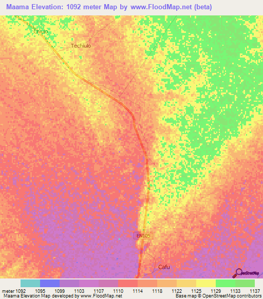 Maama,Angola Elevation Map