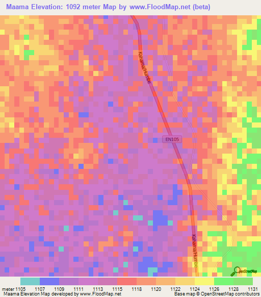 Maama,Angola Elevation Map