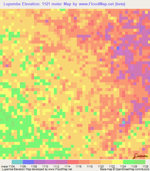 Lupembe,Angola Elevation Map