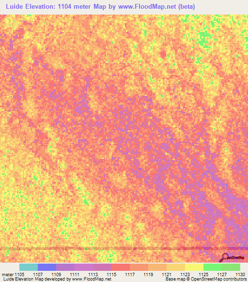 Luide,Angola Elevation Map