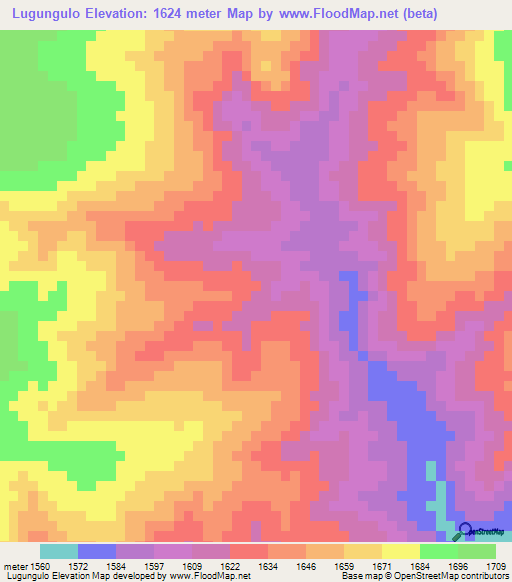 Lugungulo,Angola Elevation Map