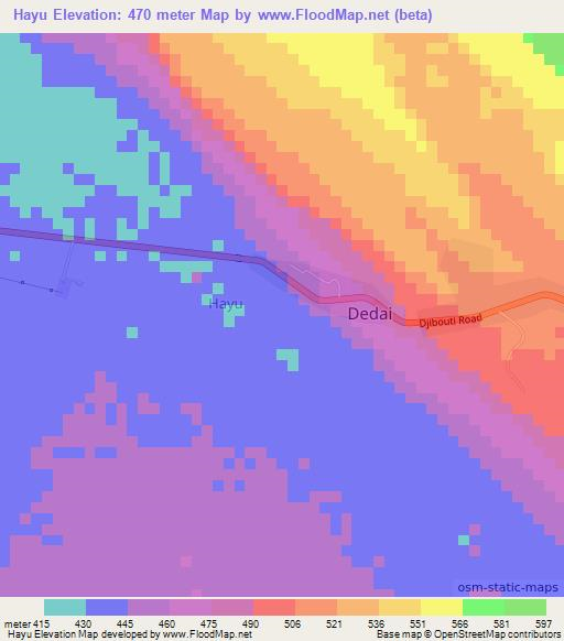 Hayu,Ethiopia Elevation Map