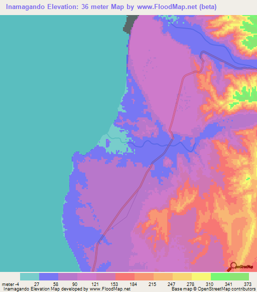 Inamagando,Angola Elevation Map