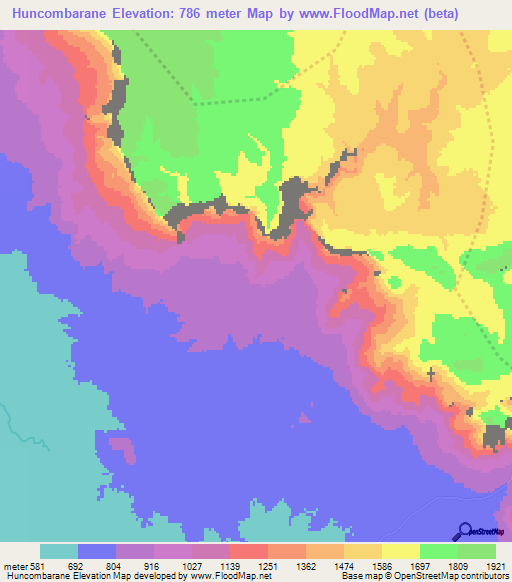 Huncombarane,Angola Elevation Map