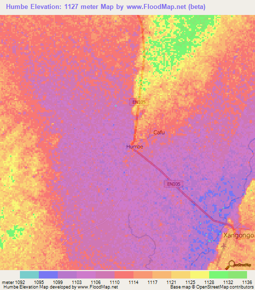 Humbe,Angola Elevation Map