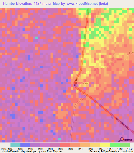 Humbe,Angola Elevation Map