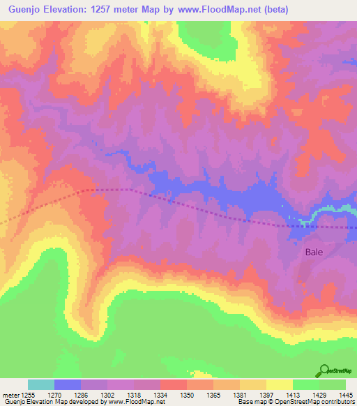 Guenjo,Angola Elevation Map