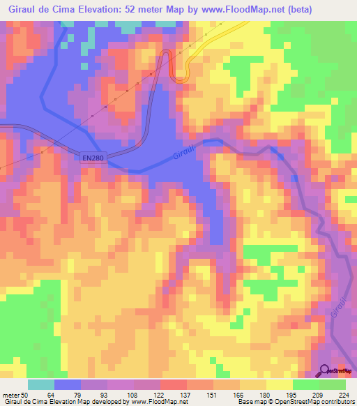Giraul de Cima,Angola Elevation Map