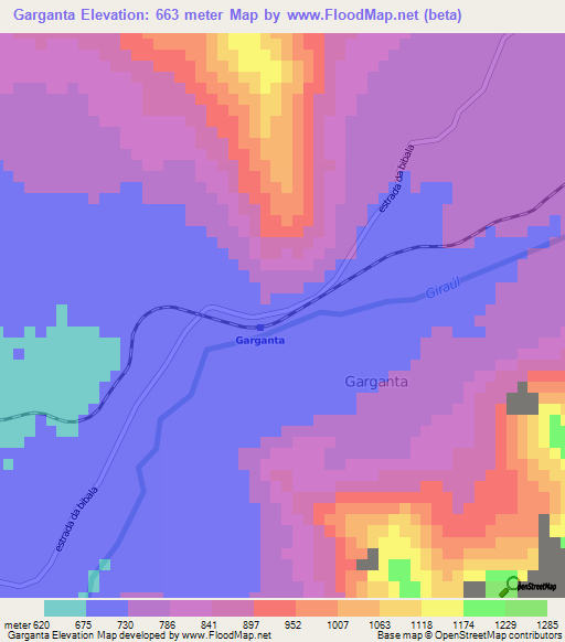 Garganta,Angola Elevation Map