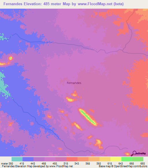 Fernandes,Angola Elevation Map
