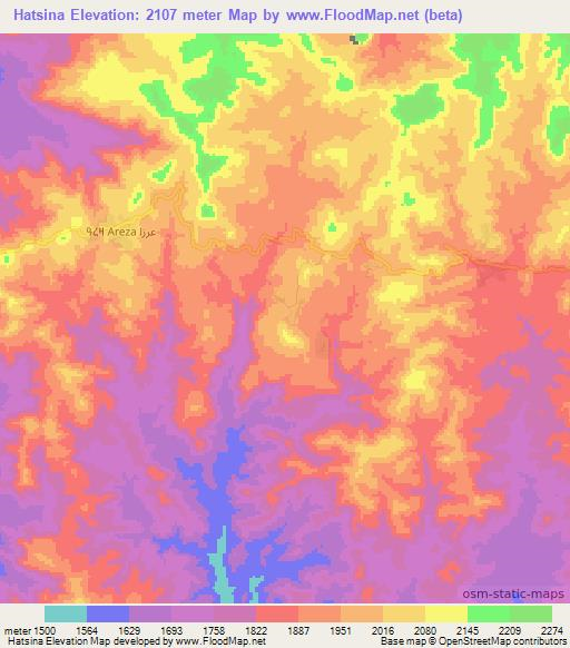 Hatsina,Eritrea Elevation Map