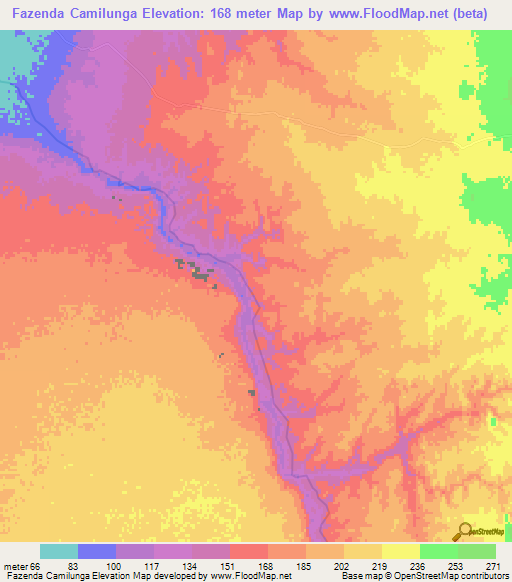 Fazenda Camilunga,Angola Elevation Map