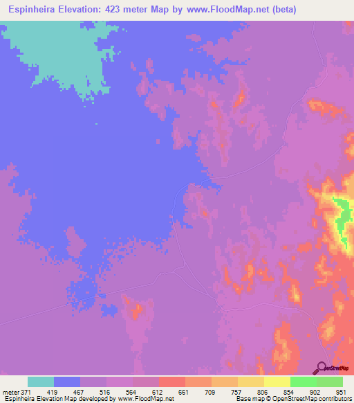 Espinheira,Angola Elevation Map