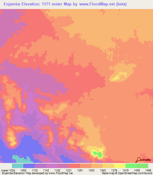 Enjamba,Angola Elevation Map