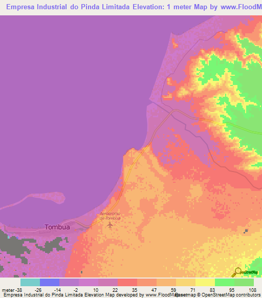 Empresa Industrial do Pinda Limitada,Angola Elevation Map
