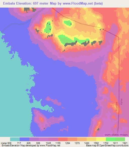 Embala,Angola Elevation Map