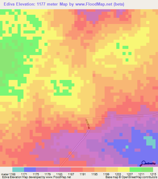 Ediva,Angola Elevation Map