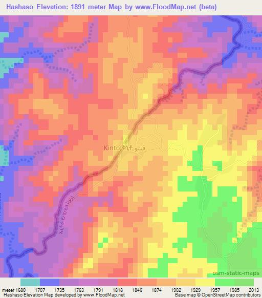 Hashaso,Eritrea Elevation Map