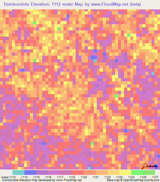 Dombondola,Angola Elevation Map