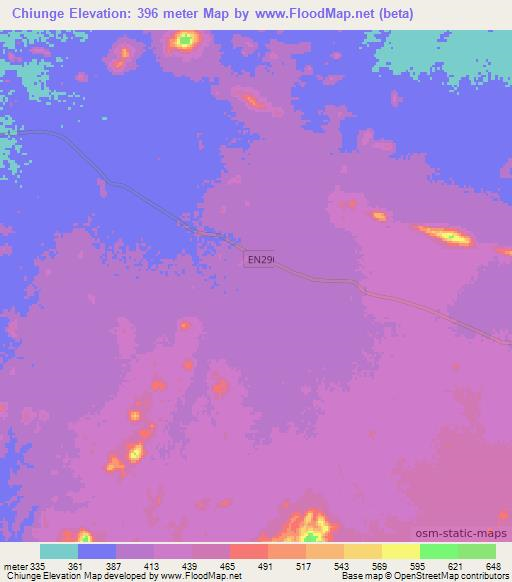 Chiunge,Angola Elevation Map