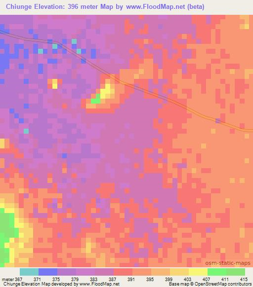 Chiunge,Angola Elevation Map