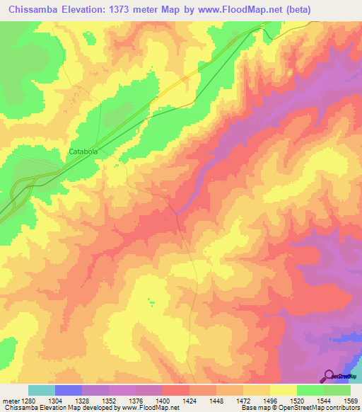 Chissamba,Angola Elevation Map