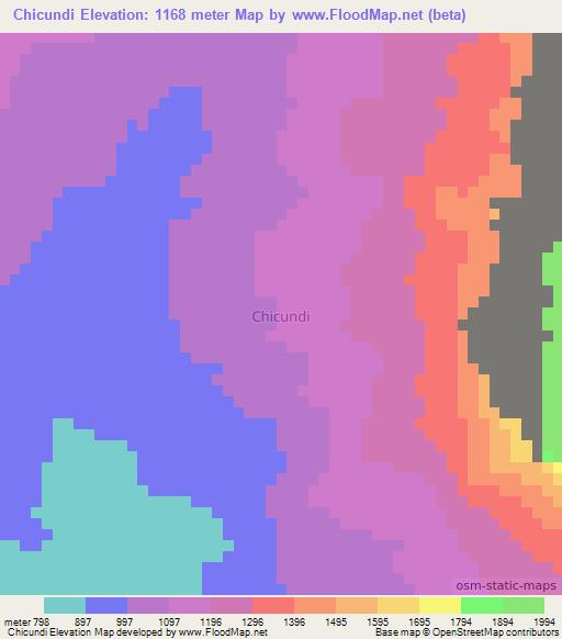 Chicundi,Angola Elevation Map