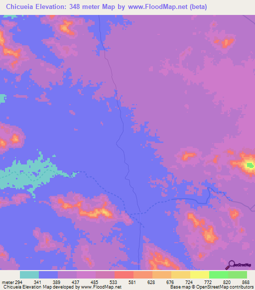 Chicueia,Angola Elevation Map