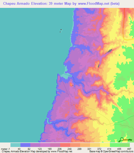 Chapeu Armado,Angola Elevation Map