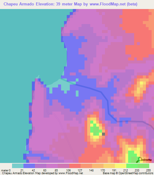 Chapeu Armado,Angola Elevation Map