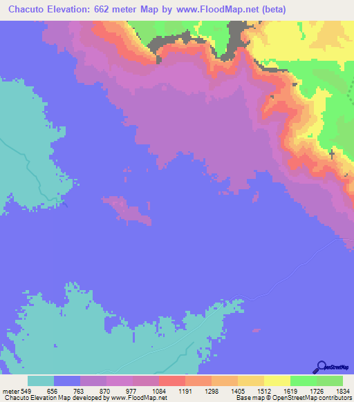 Chacuto,Angola Elevation Map
